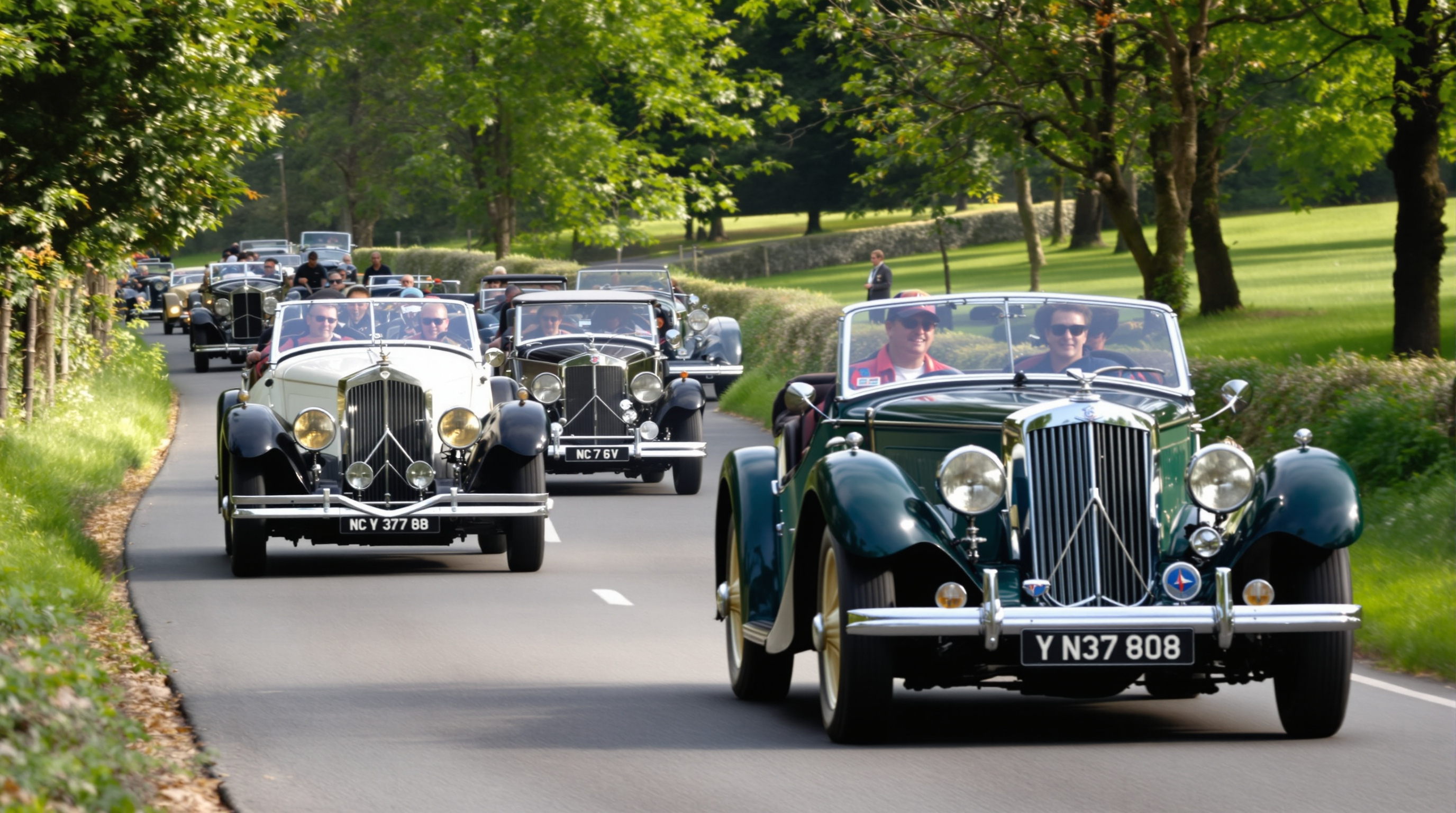 Classic cars rally British heritage Le Havre